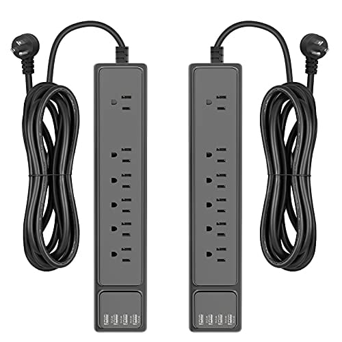 Flat Plug Power Strip Surge Protector with 3 USB and 12 Outlets 6 Foot 1875W